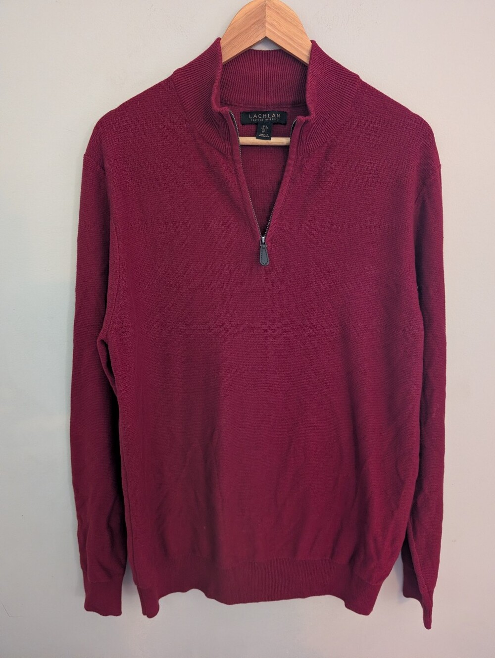 Lachlan Mens Red English Quarter-Zip Pullover Sweater Size L